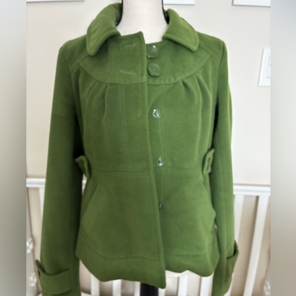 Tulle Olive Utility Jacket with Button Accents - Picture 4 of 15